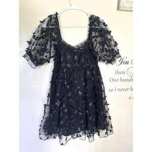 Thirty Thirty LA Black Butterfly Tulle Puff Sleeve Dress Fairy Whimsigoth goth